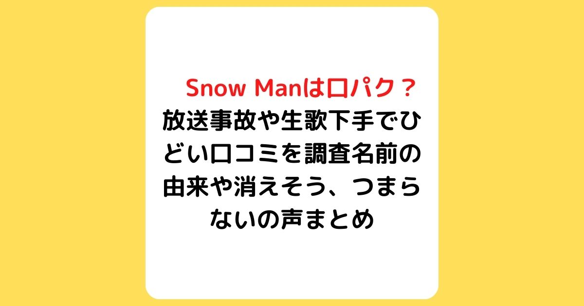 Snow Man　口パク